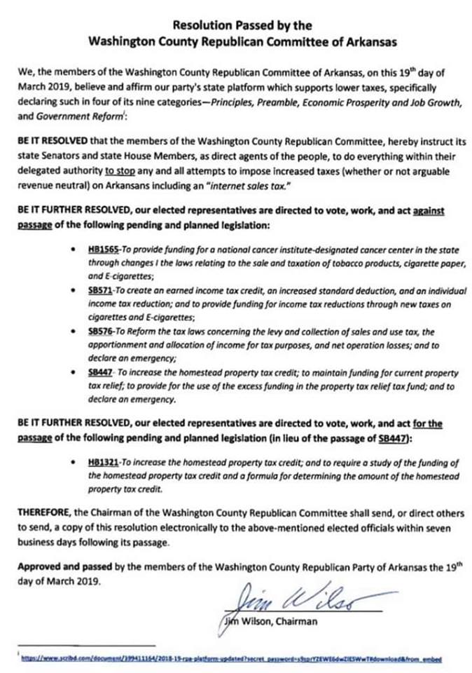 Washington County Republicans Remind Officials of Republican Principles